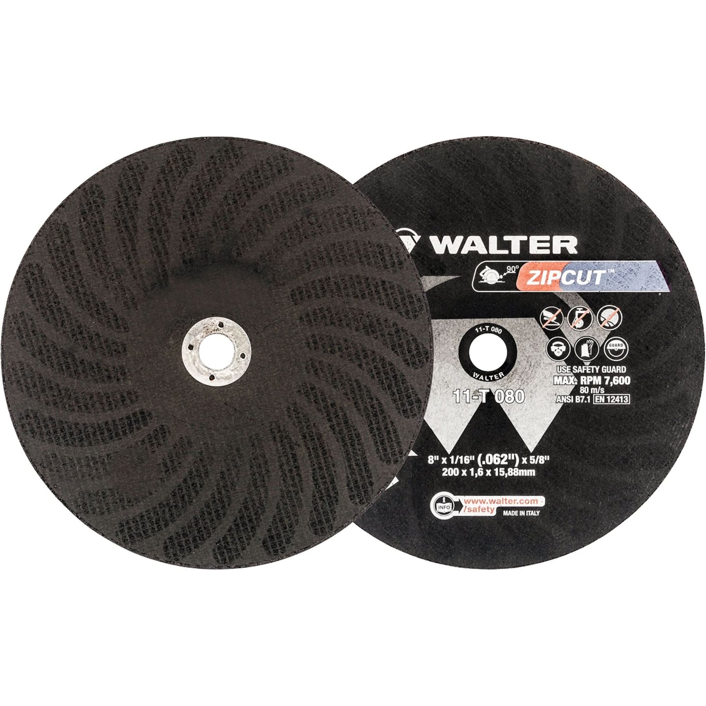 Zipcut™ Reinforced Cut-Off Wheel, 8" x 1/16", 5/8" Arbor, Type 1, Aluminum Oxide, 7600 RPM