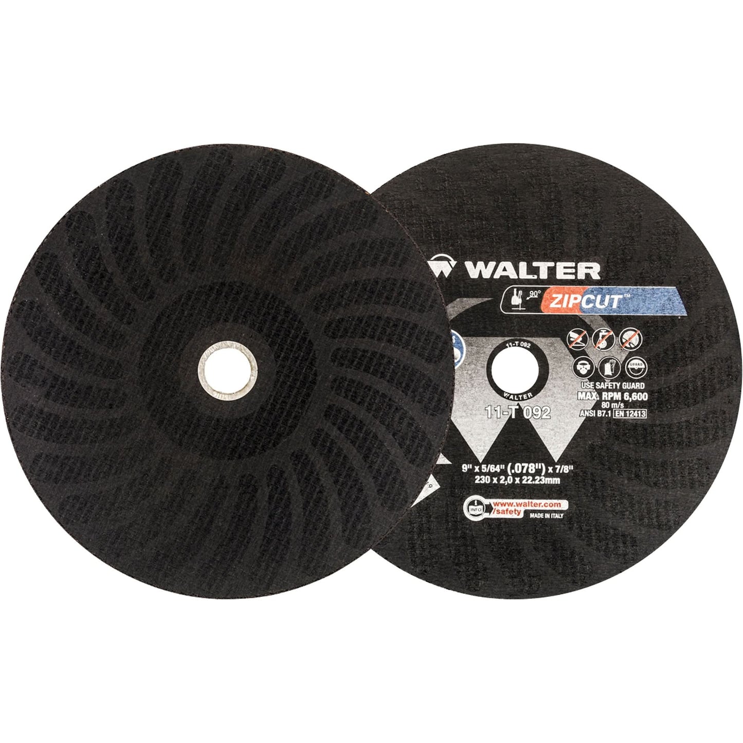 Zipcut™ Reinforced Cut-Off Wheels, 9" x 5/64", 7/8" Arbor, Type 1, Aluminum Oxide, 6600 RPM