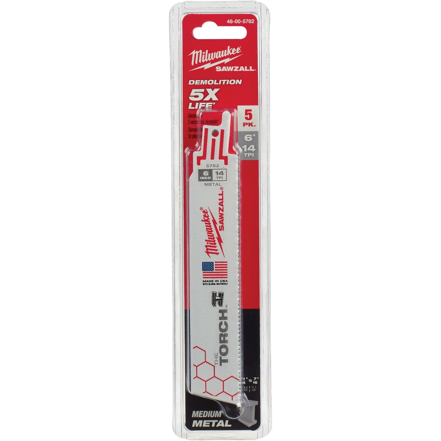 The Torch™ Sawzall® Blade, Bi-Metal, 14 TPI, 6" L x 1" W