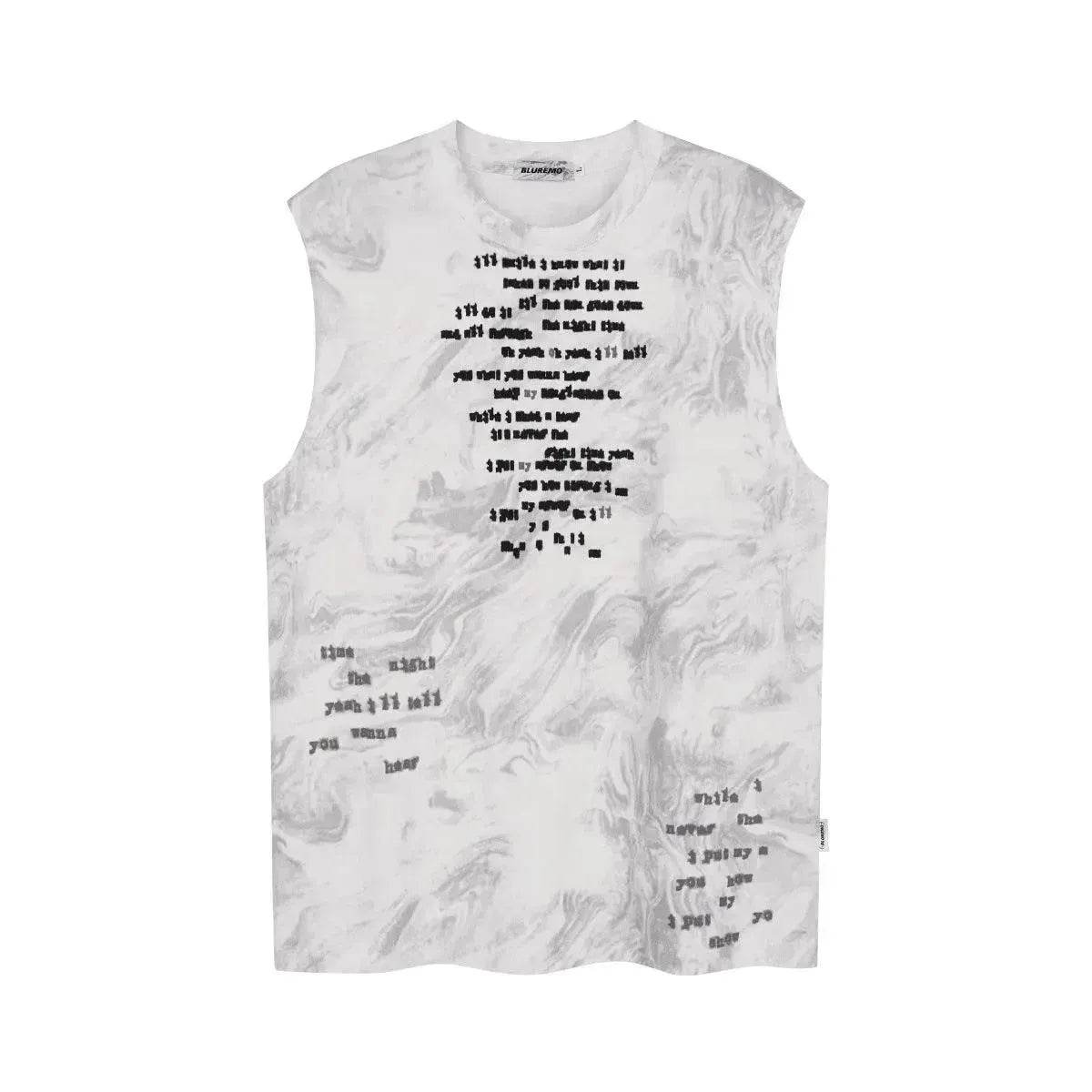 Vintage Batik Ink Letter Printing Tank Top Vest