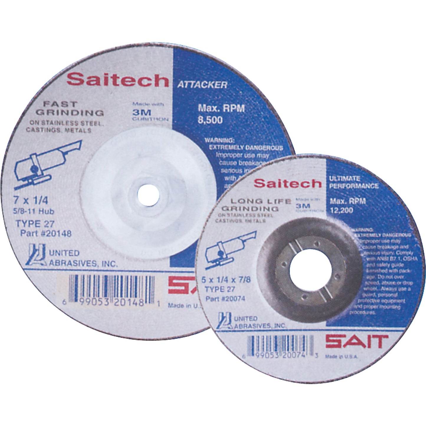 Saitech Ultimate Performance™ Grinding Wheel, 4" x 1/4", 3/8" Arbor, Aluminum Oxide, Type 27
