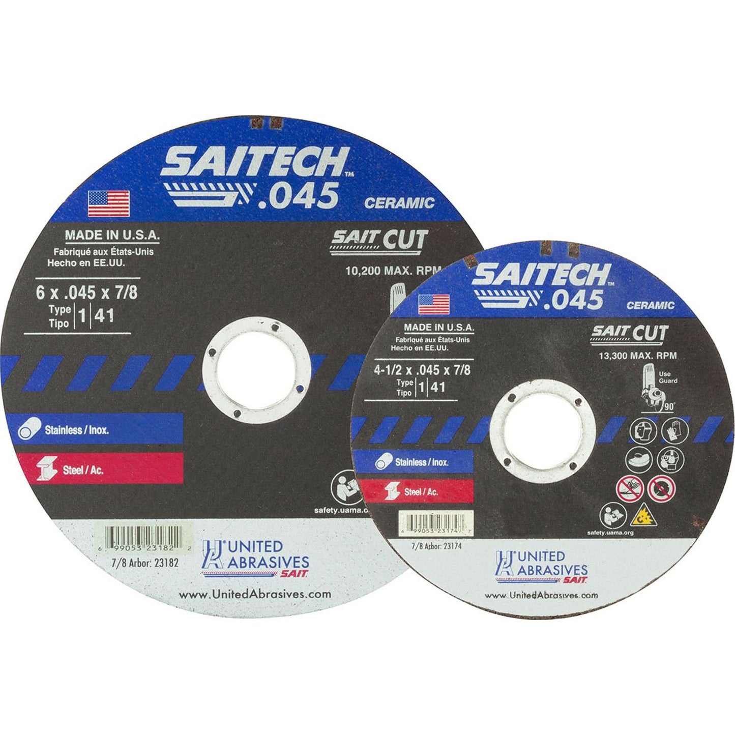 Cut-Off Wheel, 17" x 0.045", 5/8" Arbor, Type 1, Aluminum Oxide/Ceramic, 8500 RPM