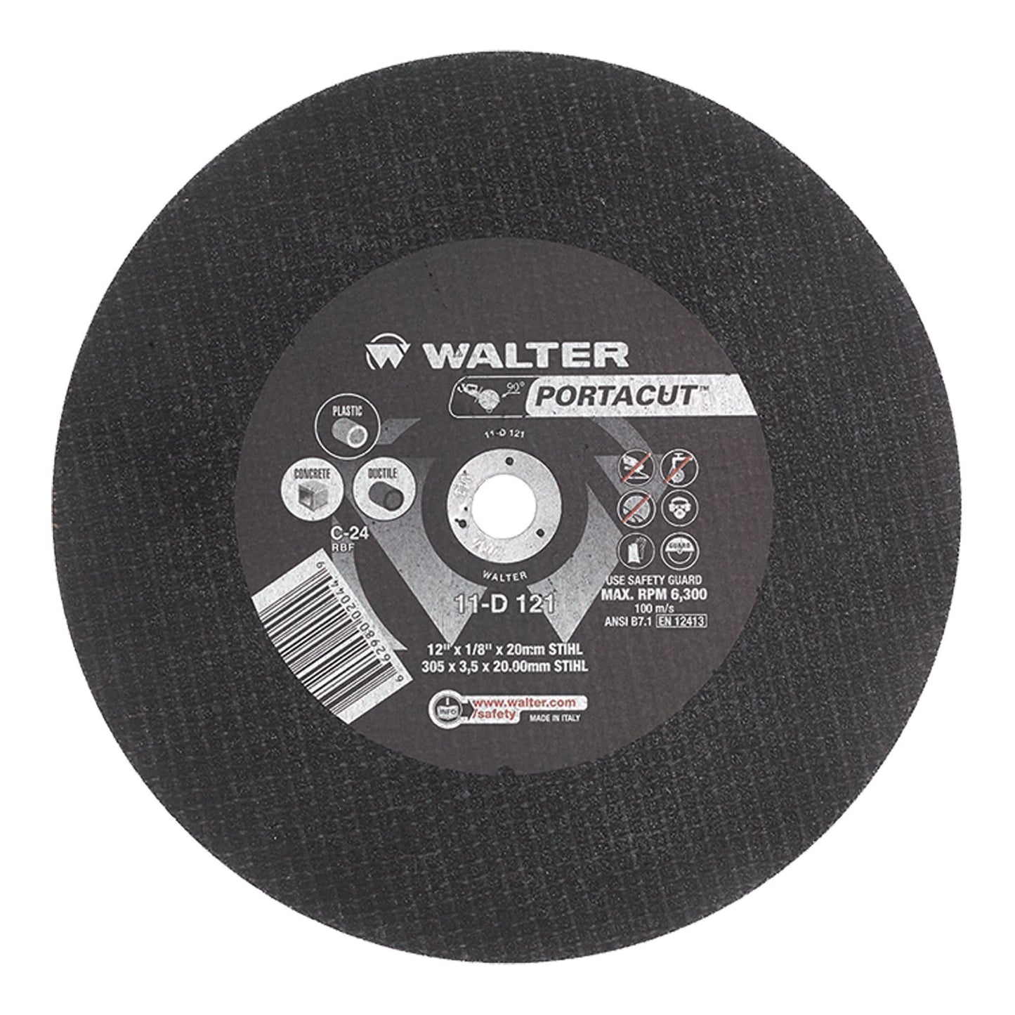 Portacut™ High Speed Cut-Off Wheel, 12" x 1/8", 7/8" Arbor, Type 1, Silicon Carbide, 6300 RPM