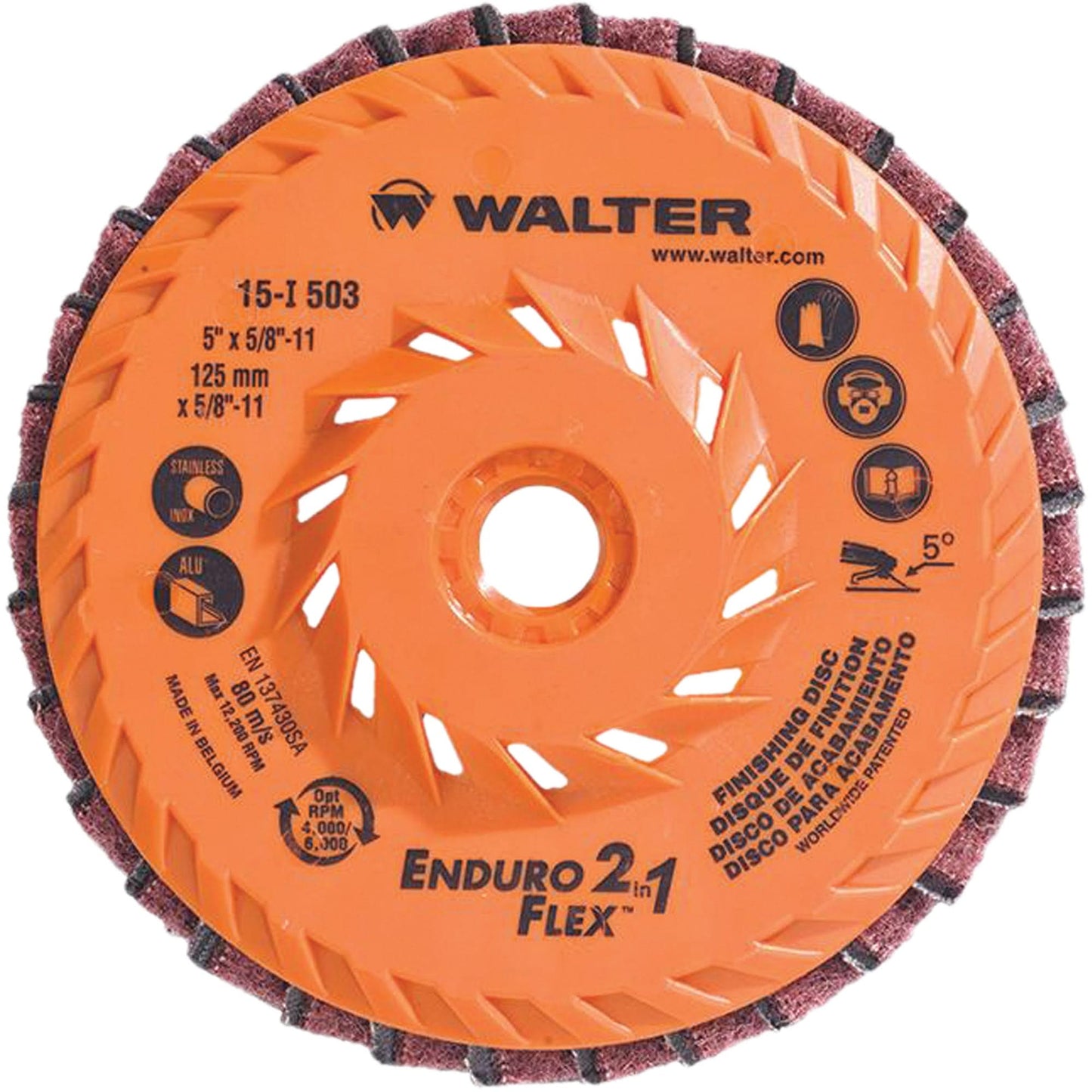 Enduro-Flex 2-in-1™ Flap Disc, 5" x 5/8"-11, 80 Grit, Ceramic