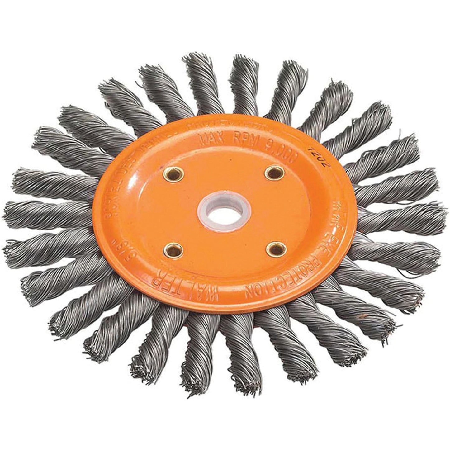 Knot-Twisted Wire Bench Wheel, 6" Dia., 0.0118" Fill, 5/8" Arbor, Steel