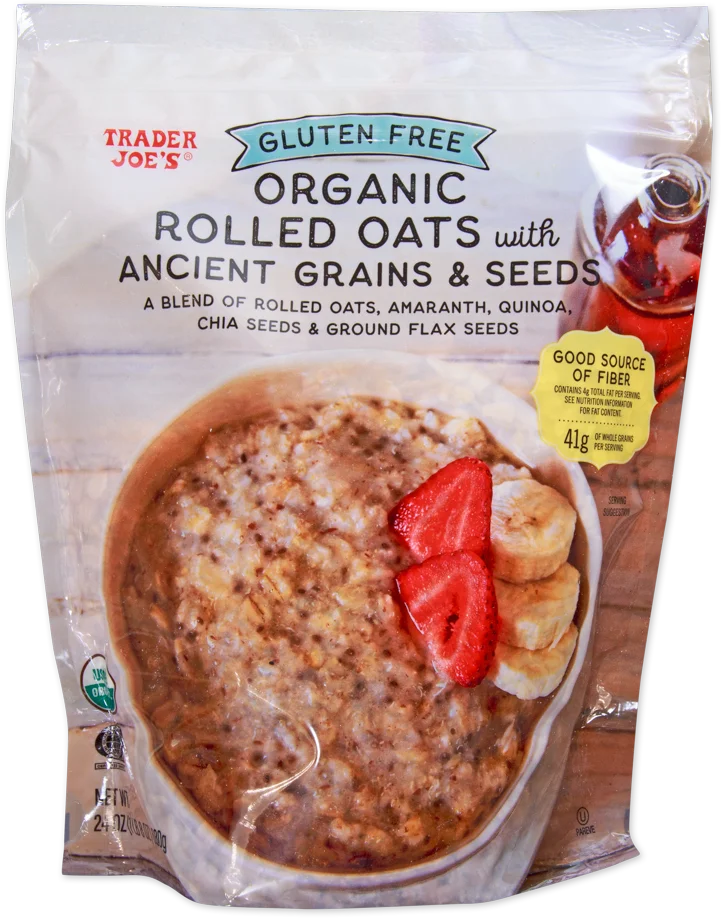 Flocons d'avoine biologiques roulés sans gluten avec céréales anciennes et graines, 680g, de Trader Joe's