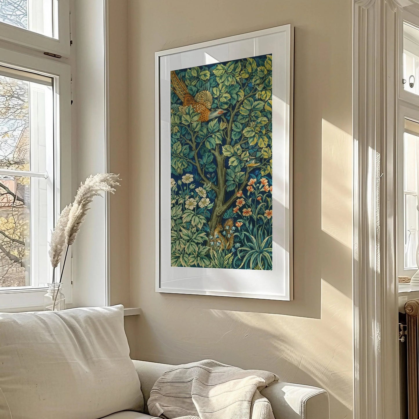 William Morris - Cock Pheasant and Squirrel PRINT | Vintage Victorian Botanical Tall Vertical Art (available framed) 2x1