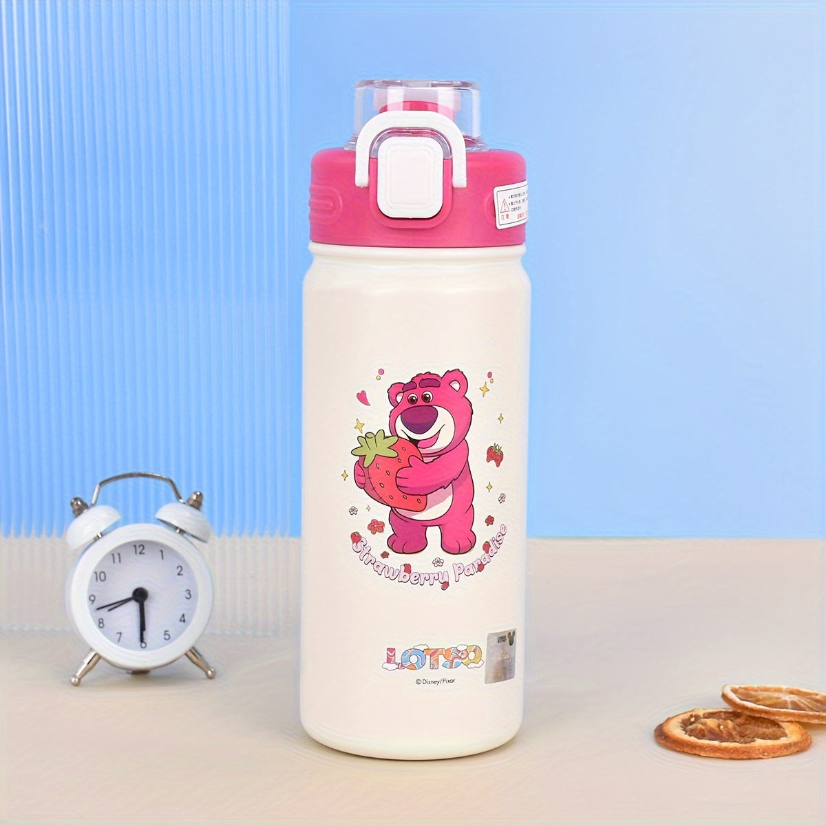 UME Disney-Themed Stainless Steel Insulated Water Bottle with PP Lid - Cartoon Character Design, Leakproof, One-Hand Operation, Safety Lock Feature - BPA Free, Non-Toxic, Portable for Outdoor Activities