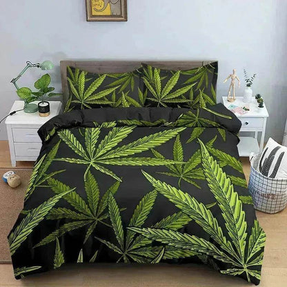 Parure de lit Feuille de Cannabis Psychédélique Colorée