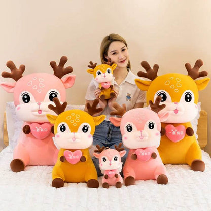 Cute Sika Deer Plush Toy Rag Doll Sleeping Pillow