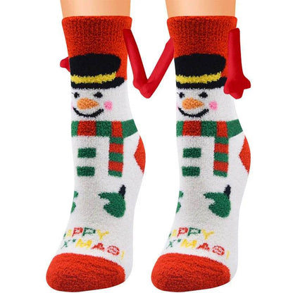 Soft Carton Christmas-themed Fleece Winter Home socks for Women
