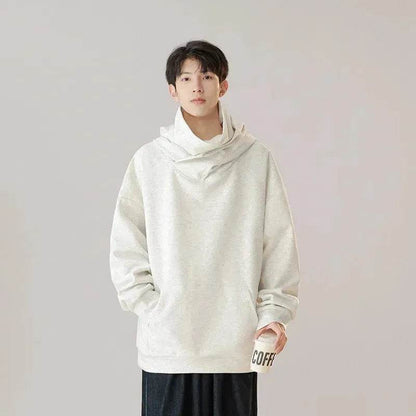 Autumn Winter Oversized Turtleneck Hoodie  Pullover for mens