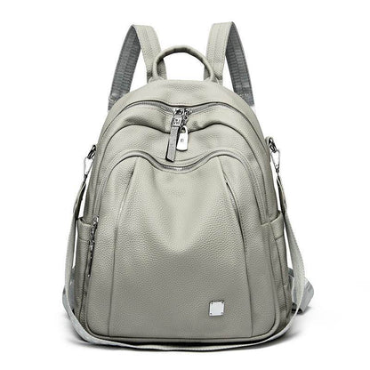 Large Capacity Soft Leather Student Backpack Trendy Travel Bag