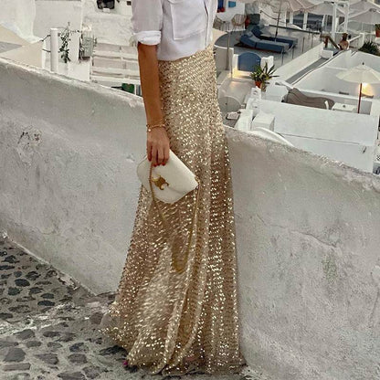 Elegant Women's Long Sequin Skirt
