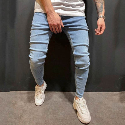 Fashion Trend Men Blue Denim Trousers Jeans