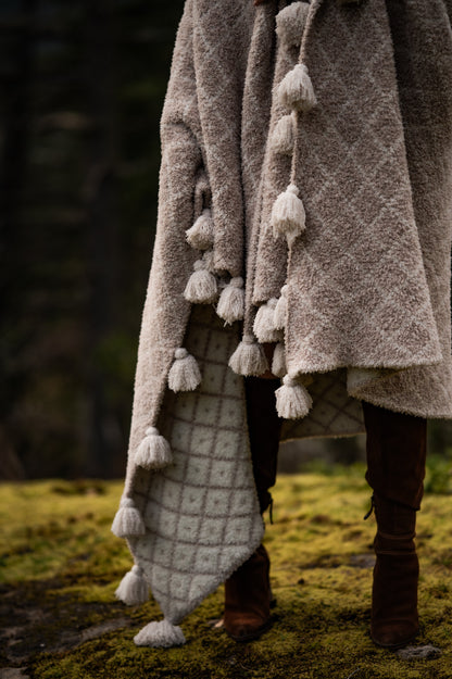 Plaid étendu Rainy Day & Gypsophile Diamond Point 2.0 à pampilles