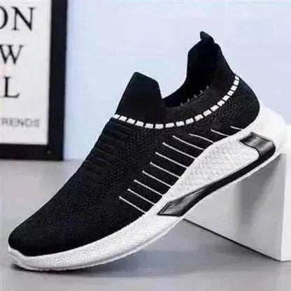 Chaussures Chaussettes en Maille Tendance avec Motif Rayé pour Homme, Baskets Respirantes à Enfiler, Chaussures de Course Légères Décontractées