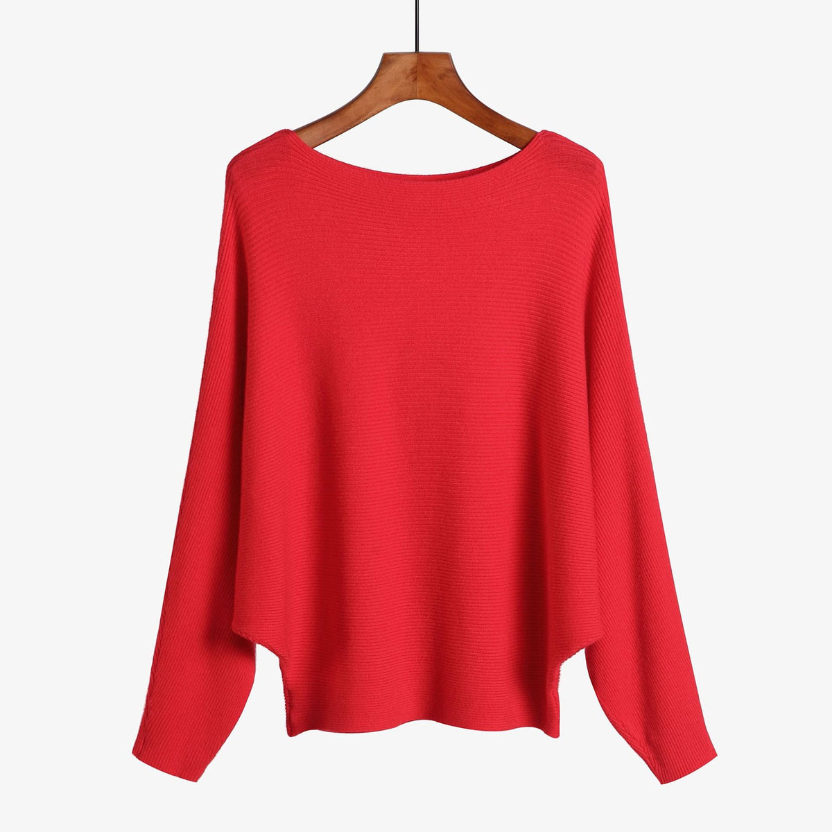 Women’s Halter Neck Batwing Knit Pullover Top – Stretchy Relaxed-Fit Casual Sweater