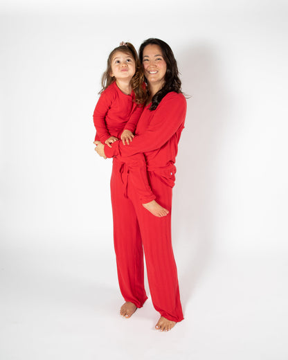 Red Two Piece Long Pajama Set