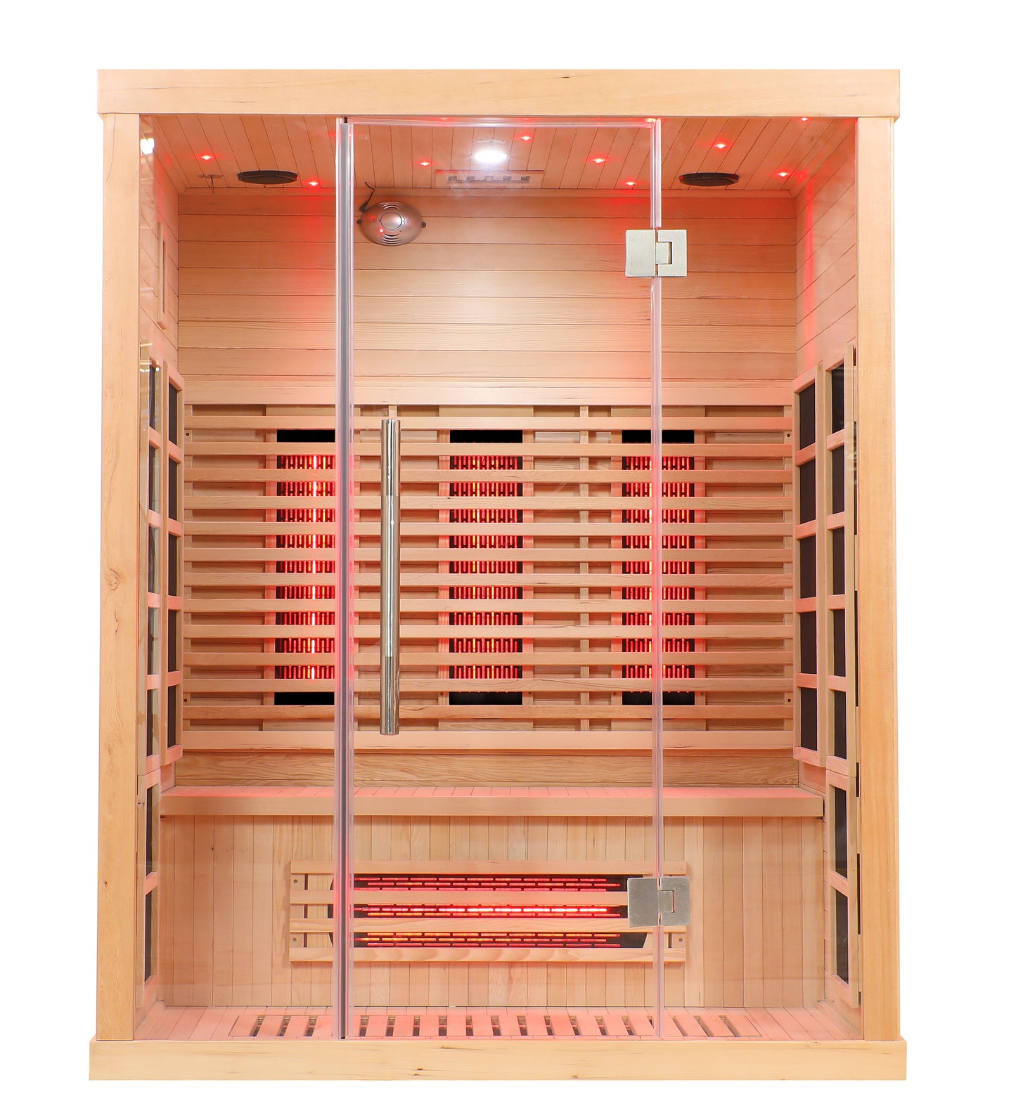 Blisspod | Venetian | Sauna infrarouge d'intérieur à spectre complet en pruche canadienne de première qualité et à très faible champ électromagnétique, 11 émetteurs et chromothérapie – 3 personnes