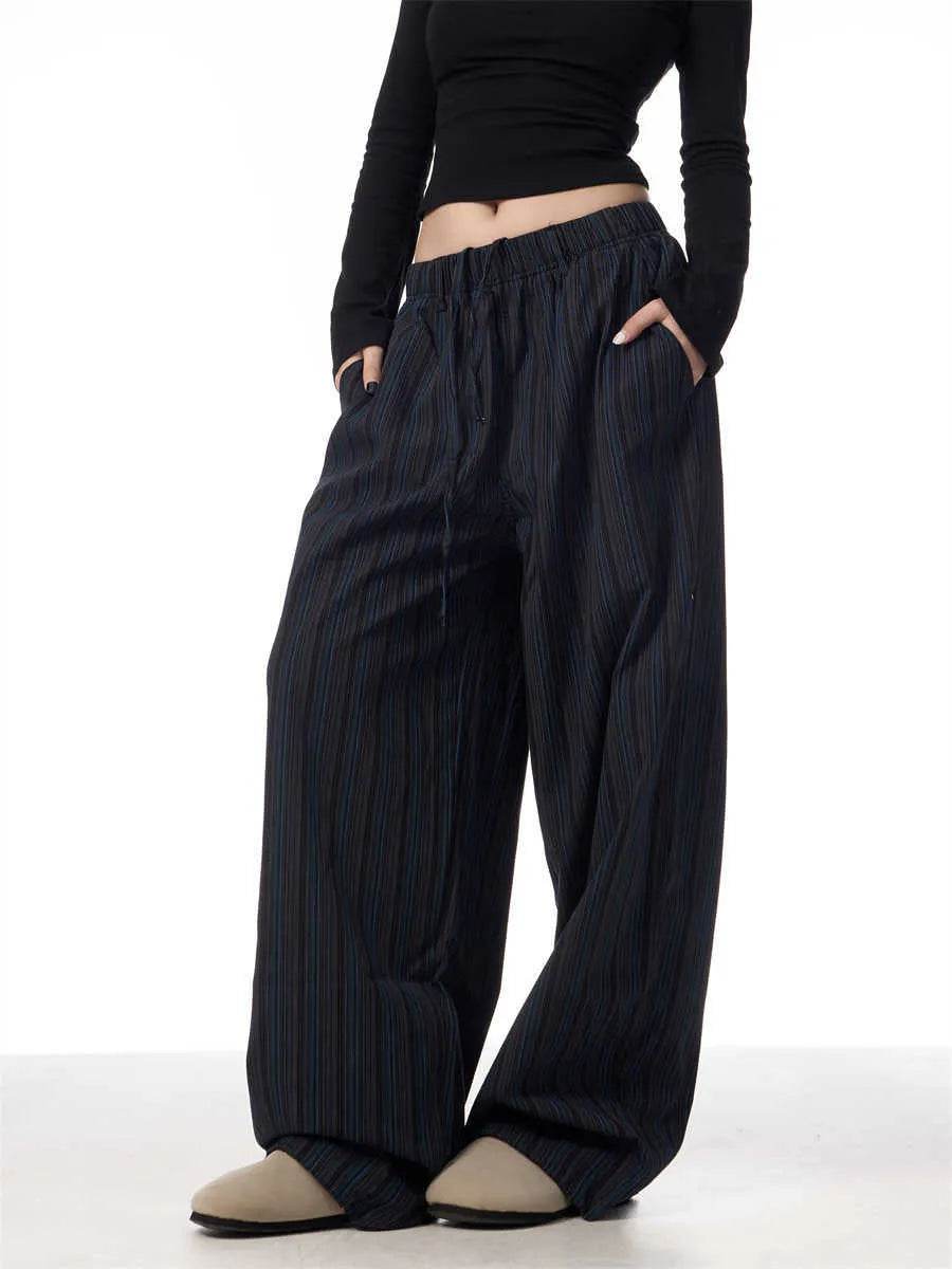 Pantalon large et ample décontracté en machette rayé American Vintage pour femme