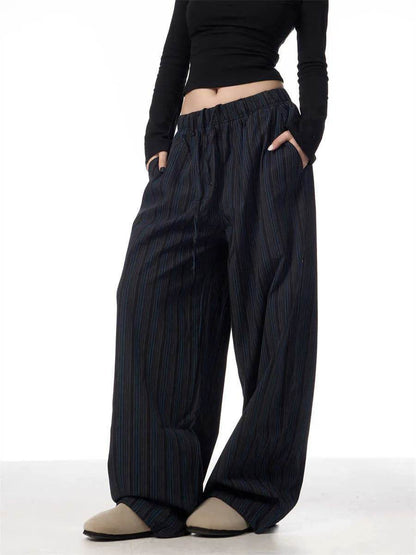 Pantalon large et ample décontracté en machette rayé American Vintage pour femme