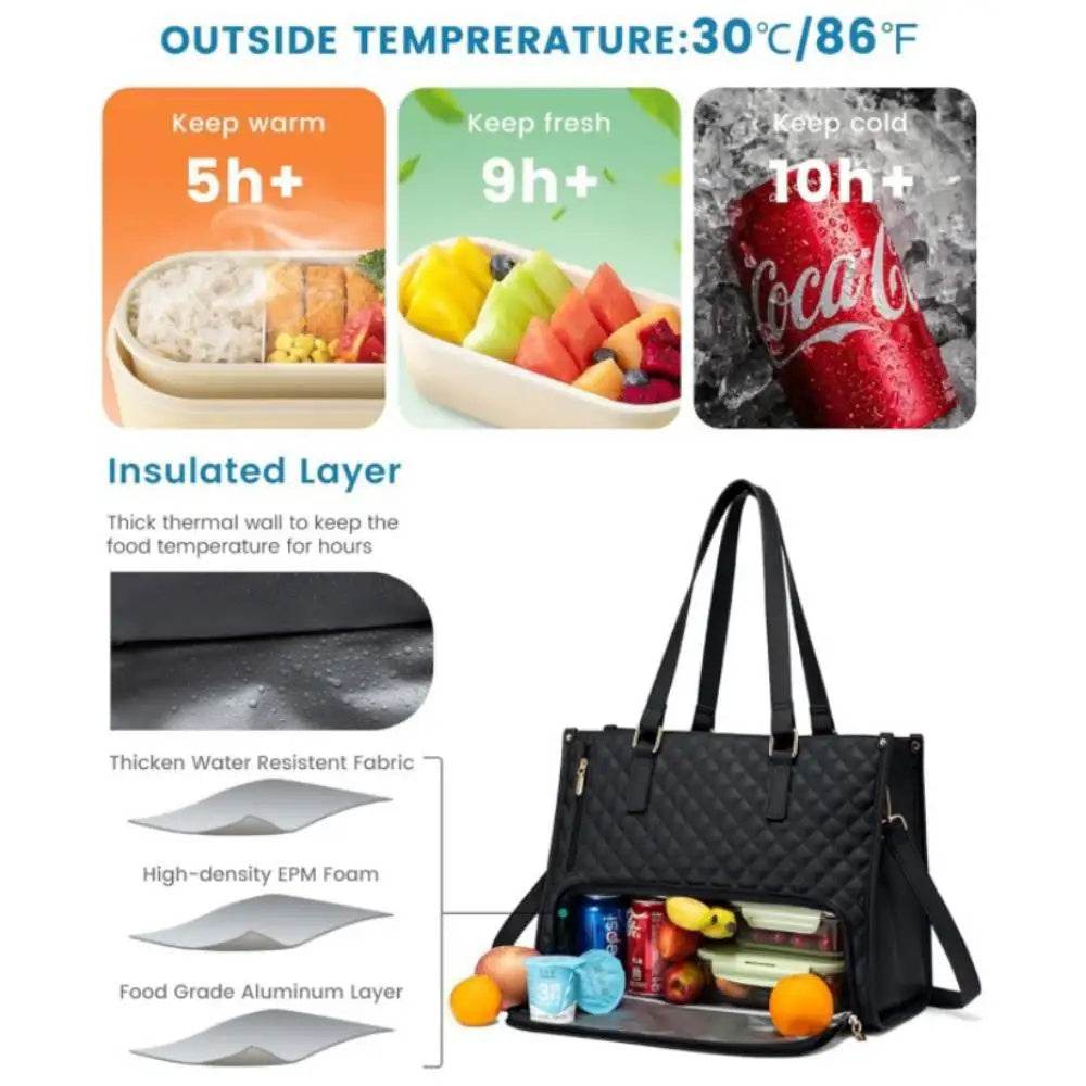 Women Stylish Fashion Commute Office Insulated Work Handbag Lunch Bag