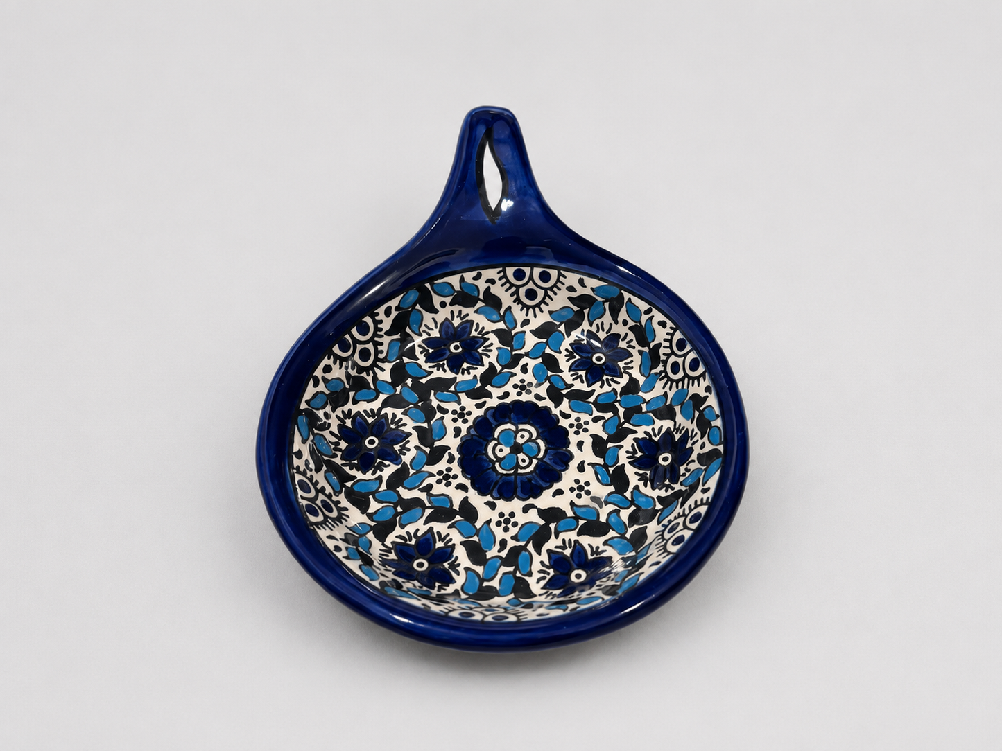 Handmade Ceramic Serving Pan 5 Inch Appetizer & Snack Dish Multiple Floral & Blue Rose Designs