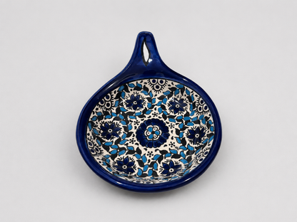 Handmade Ceramic Serving Pan 5 Inch Appetizer & Snack Dish Multiple Floral & Blue Rose Designs