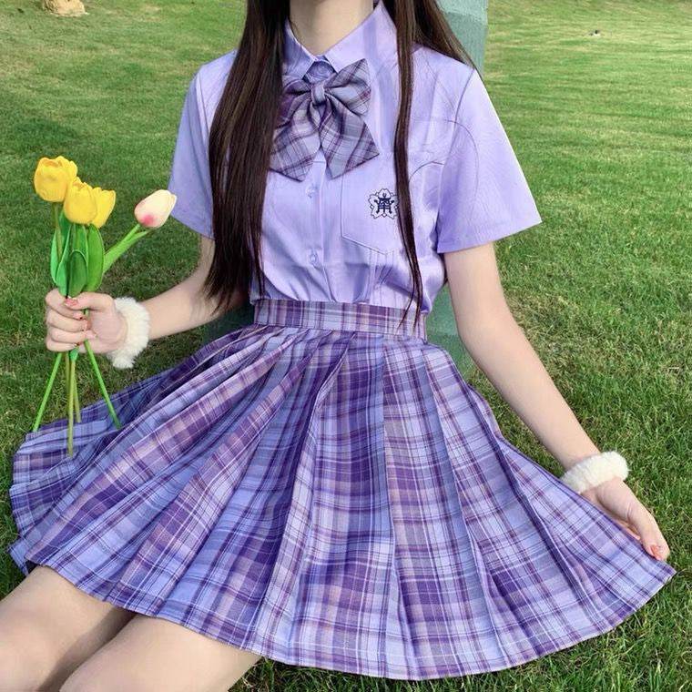 Student Jk Plaid Skirt Preppy Style Mini Pleated  Kilt Skirt