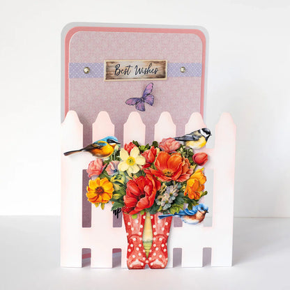 Cartes et enveloppes en forme de palissade, 5x7 blanches, paquet de 12