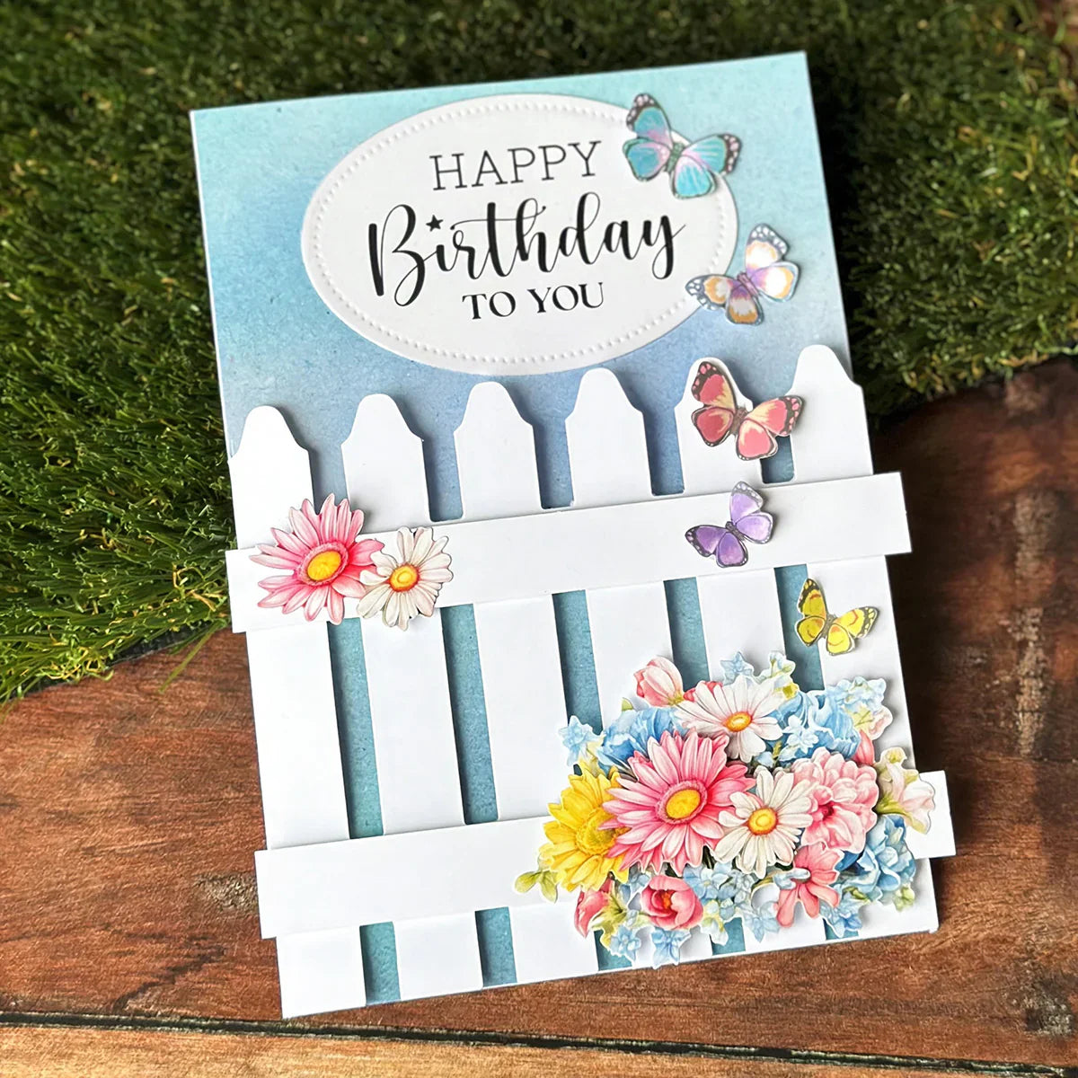Cartes et enveloppes en forme de palissade, 5x7 blanches, paquet de 12