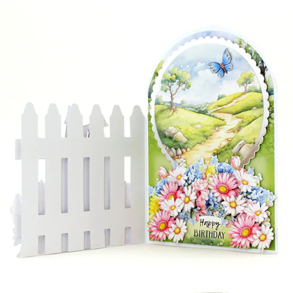 Cartes et enveloppes en forme de palissade, 5x7 blanches, paquet de 12