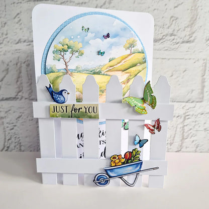 Cartes et enveloppes en forme de palissade, 5x7 blanches, paquet de 12