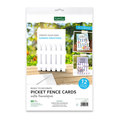 Cartes et enveloppes en forme de palissade, 5x7 blanches, paquet de 12
