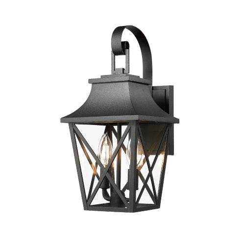 Applique Murale Extérieure Noire 2 Lumières, Grands Luminaires Muraux Extérieurs Modernes, Applique Murale de Porche Industrielle avec Verre, Éclairage Extérieur de Ferme Étanche