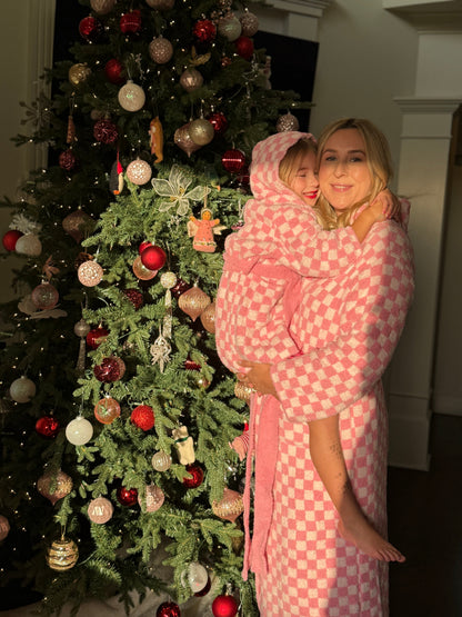 Childrens Check Print Hooded Robe - restocking in April