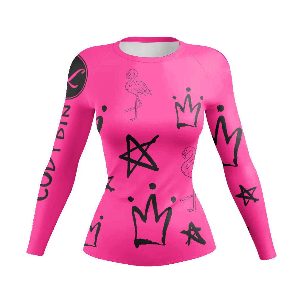 Printed Slim Fit Long Sleeve Workout Tops for Women