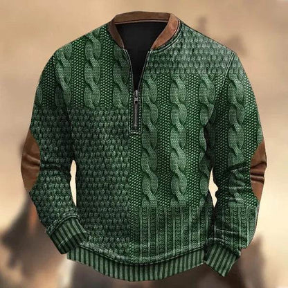Printed Men's 3D Half Placket Zipper Sweatshirt Pullover