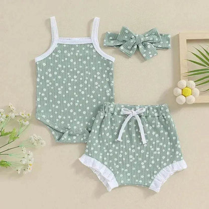 Barboteuse décontractée pour nouveau-né fille avec bandeau à nœud papillon - Ensemble deux pièces pour bébé fille