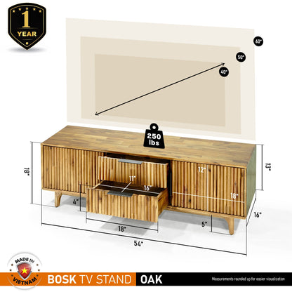 Megsu Bosk Wood Fluted TV Stand
