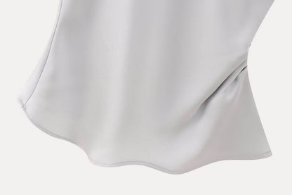Women's Silk Satin Top Bow Tie Midi Dress