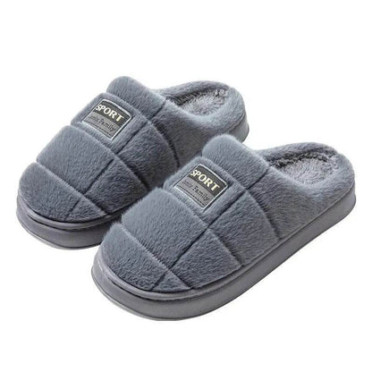 Men's Plaid Cotton Slippers Winter Warm House Shoes Indoor Thick-soled Non-slip Bedroom Floor Slipper Couple