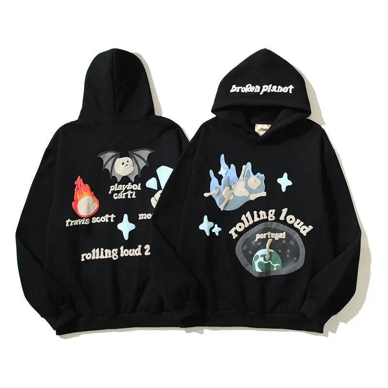 Sweat à capuche imprimé vintage pour hommes
