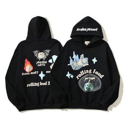 Sweat à capuche imprimé vintage pour hommes