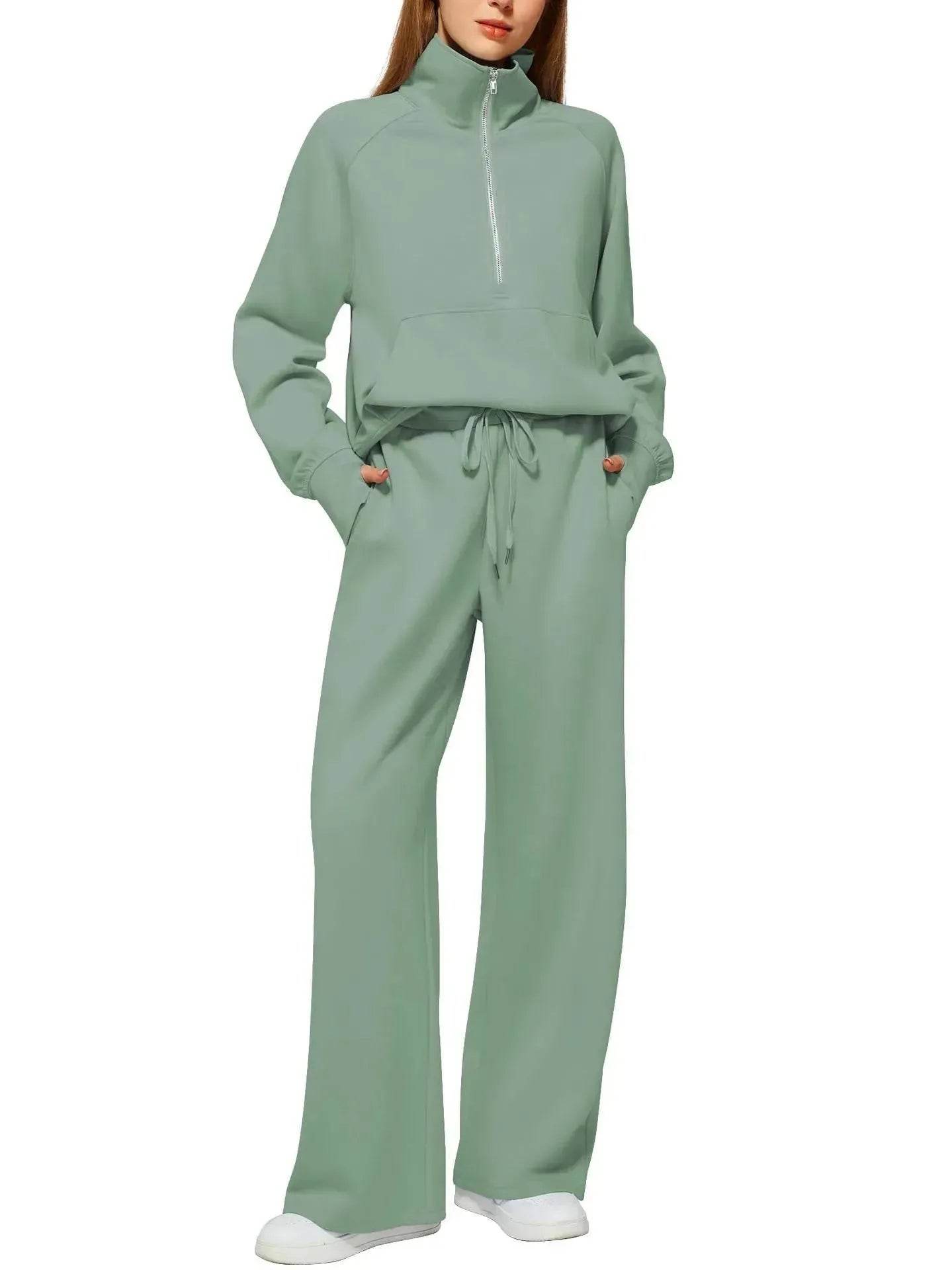 Plain Women Matching Casual Winter Tracksuit set - joggers and hoodie set for women