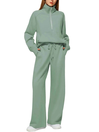 Plain Women Matching Casual Winter Tracksuit set - joggers and hoodie set for women