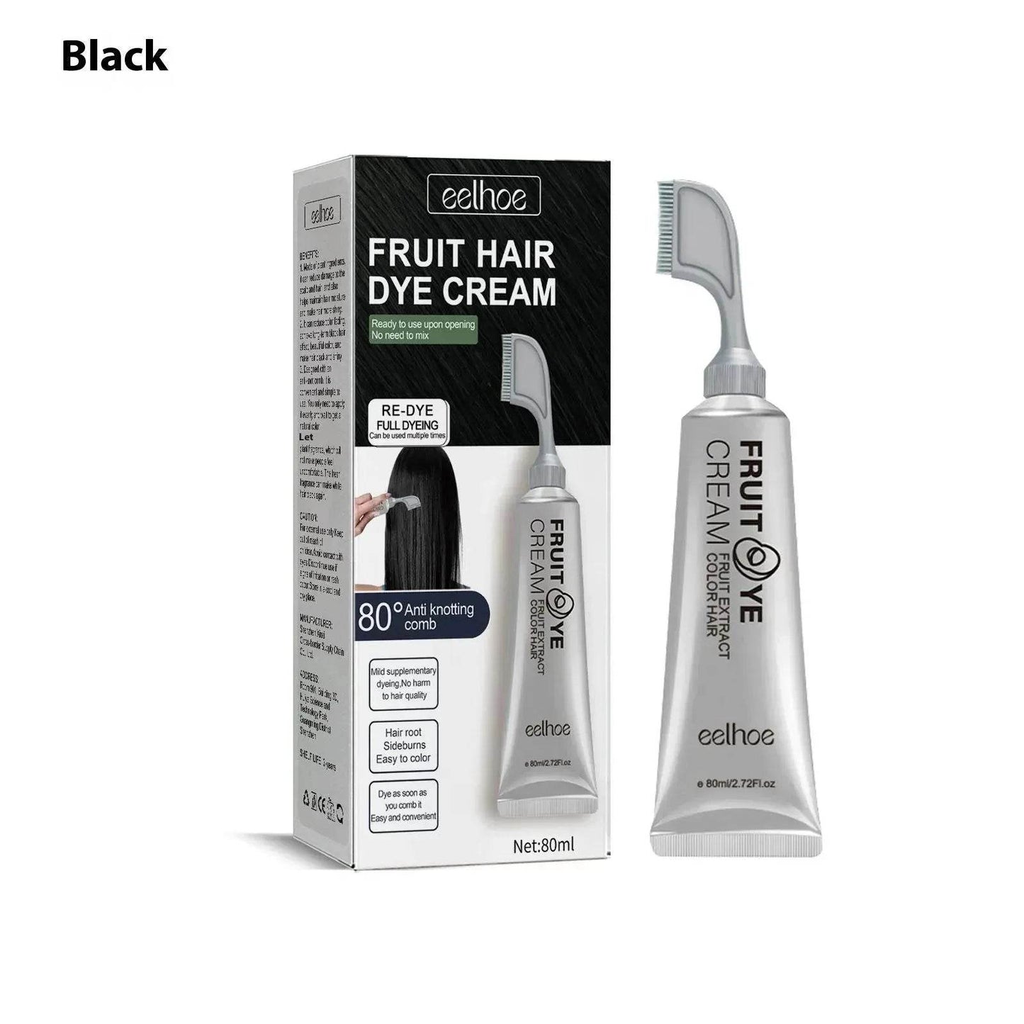 EELHOE Fruit And Vegetable Hair Dye Color Cream Black Hair Dye