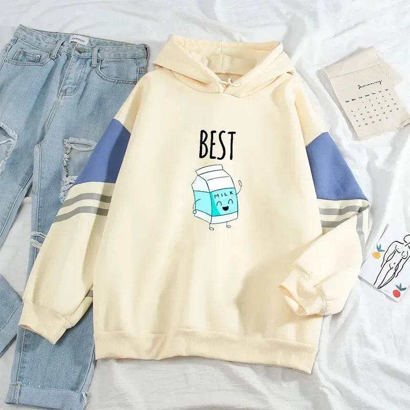 Color Matching Hoodie sweatshirt Top Pullover