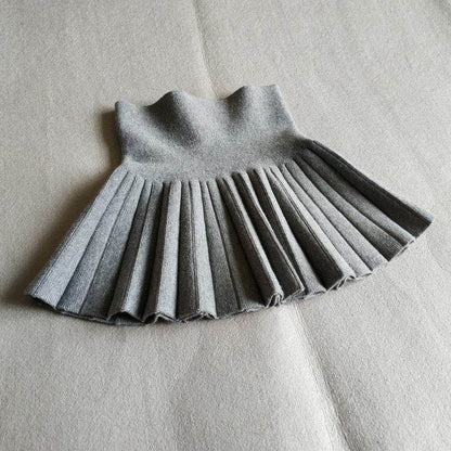 Girls Autumn Clothing Knitted Skirt High Waist Pleated Mini Skirt